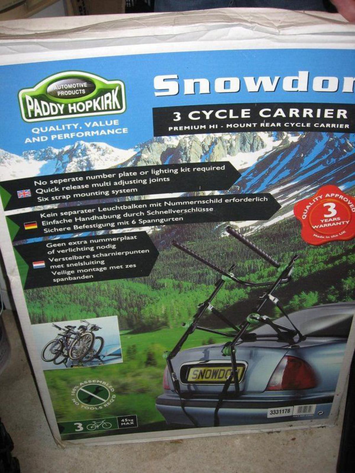 Snowden 3 Cycle Carrier - Automotive Paddy Hopkirk CM06
