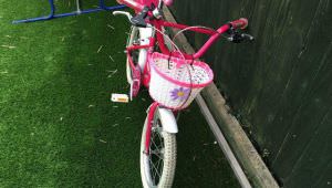 Girls pink and white bike